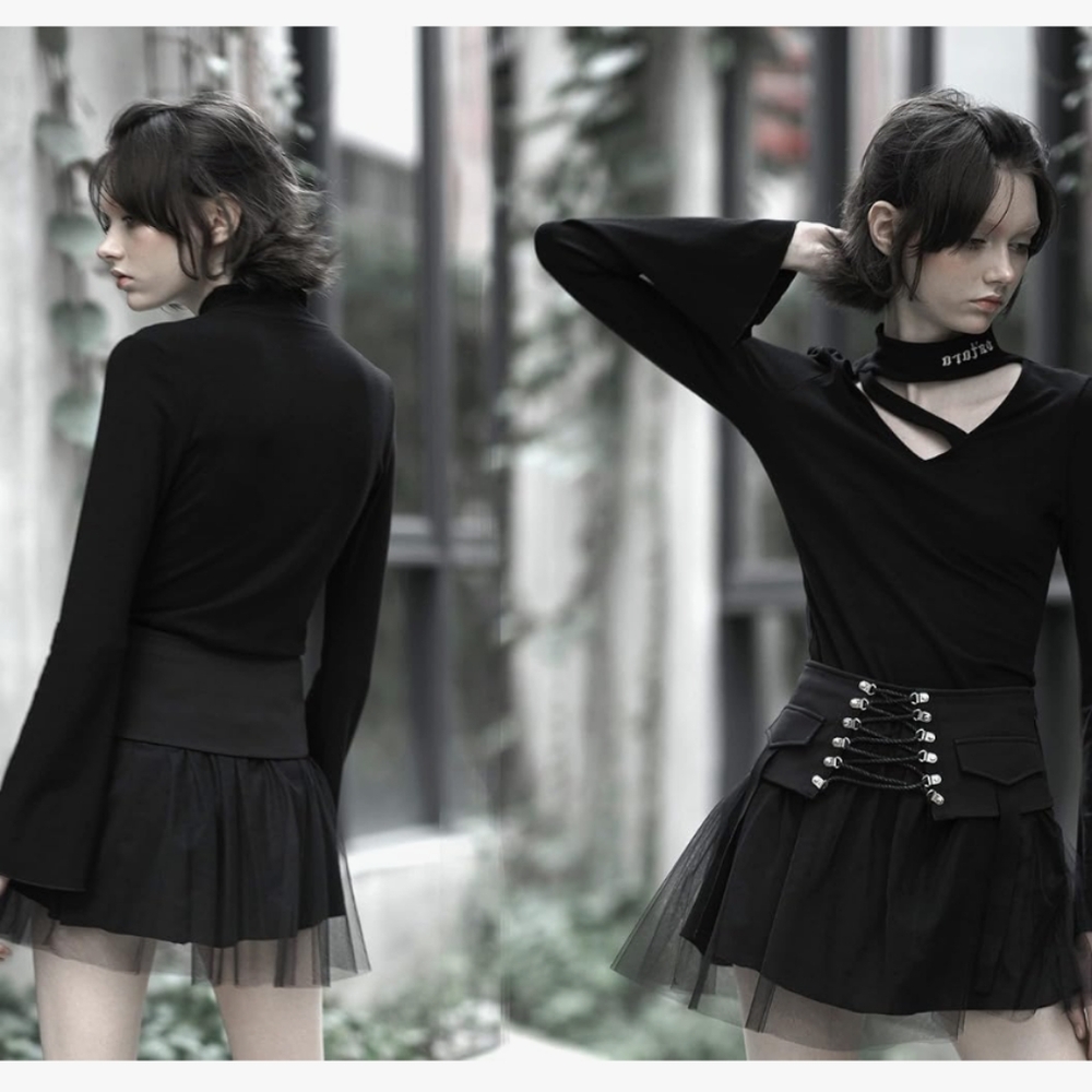 NWT Punk Rave Gothic pleated skirt mini high waist Size S -M Small Medium - Picture 4 of 8